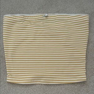 SHEIN Yellow and White Striped Crop Top